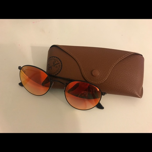 Ray-Ban Round Sunglasses Red Lens w/ Black Frame - Picture 4 of 4